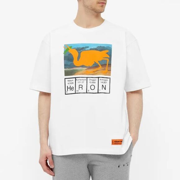 Heron Preston Cut Out Crew Neck Short Sleeve T-Shirt White Size Large - Picture 1 of 9